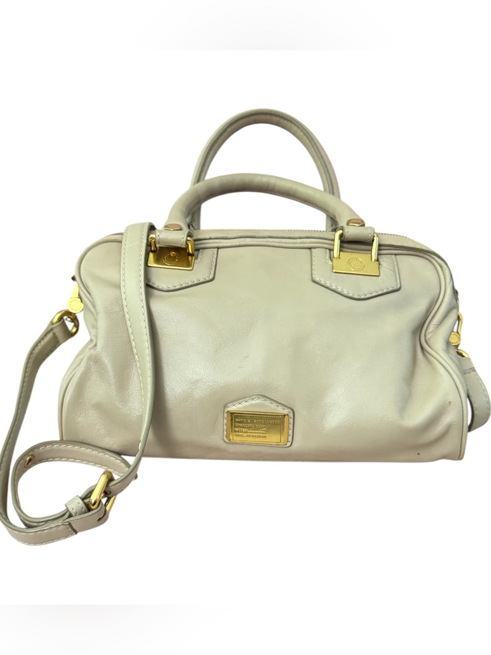 Marc by Marc Jacobs Light Beige Leather Satchel with Gold Hardware